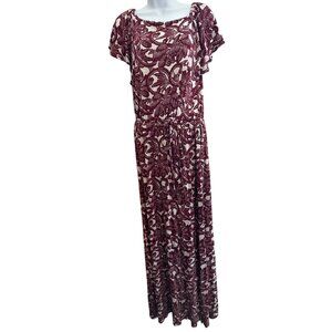 Ann Taylor LOFT Max Dress Cap Sleeves Belted EUC Floral Sz Med